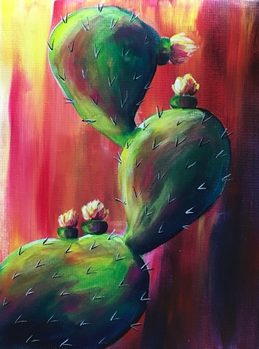 A Warm Cactus Flowers paint nite project by Yaymaker