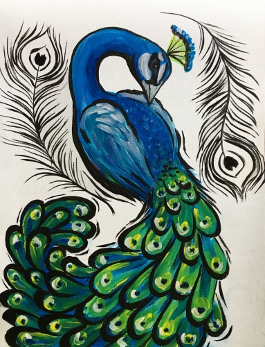 A Peacock and Feathers paint nite project by Yaymaker