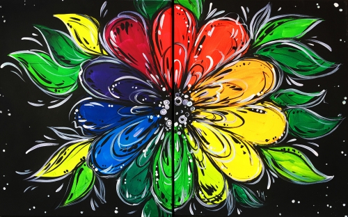 A Colourful Bloom Partner Painting paint nite project by Yaymaker