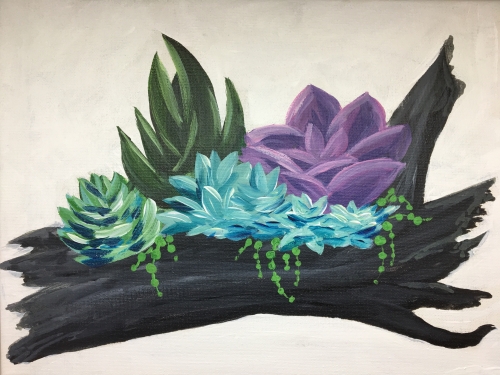 A Driftwood Succulents paint nite project by Yaymaker