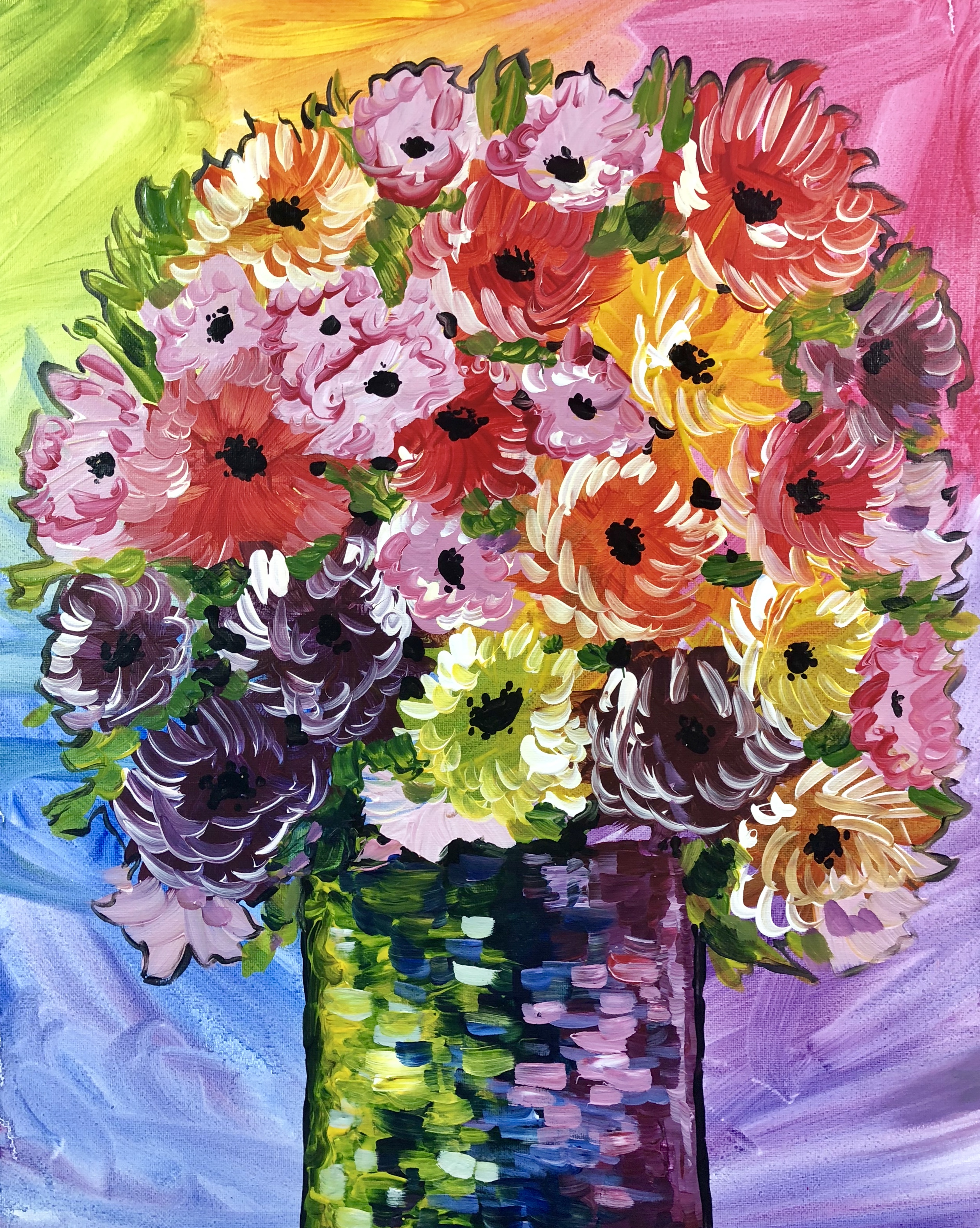 A Party Time  Bouquet paint nite project by Yaymaker