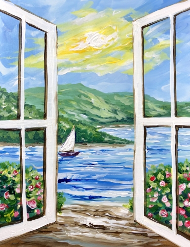 A Beach House Window paint nite project by Yaymaker