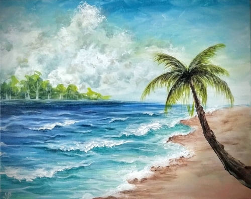 A Beach Vibes paint nite project by Yaymaker
