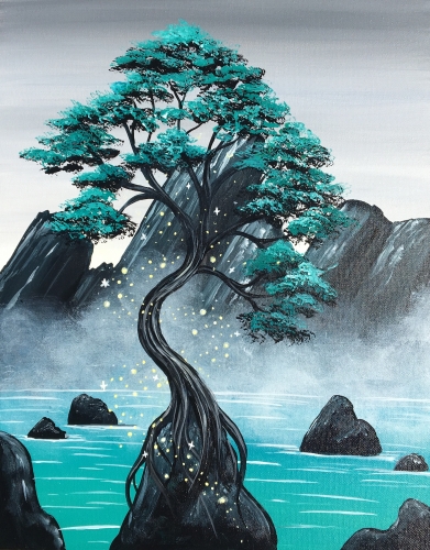 A Misty Mountain Magic paint nite project by Yaymaker