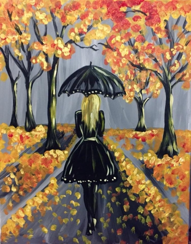 A Gold Autumn Stroll paint nite project by Yaymaker
