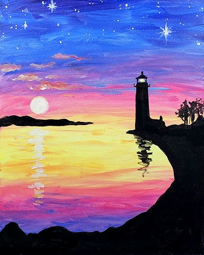 A Ocean Lights paint nite project by Yaymaker