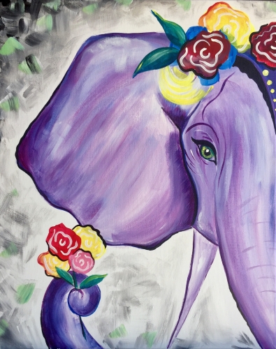 A Queen of the Elephants paint nite project by Yaymaker