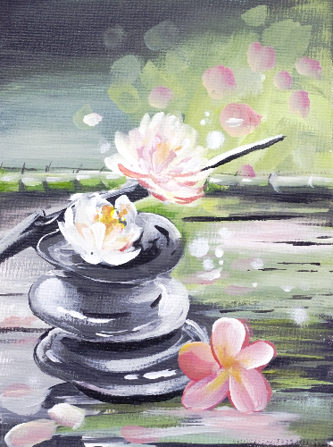 A Zen Pink Flowers paint nite project by Yaymaker