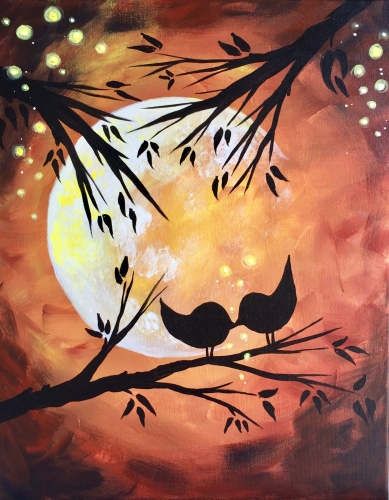 A Fall Moon Magic Kissy Kissy paint nite project by Yaymaker