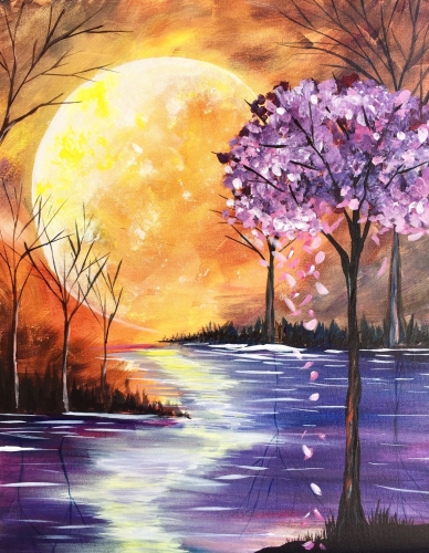 A Last Bloom Under A Magical Moon paint nite project by Yaymaker