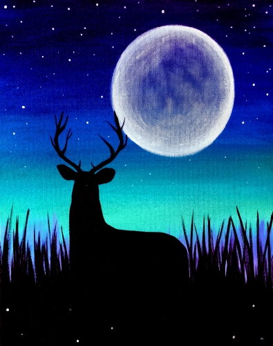 A Stag  Moon paint nite project by Yaymaker