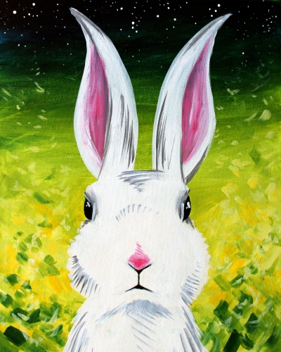 A Pink and White Rabbit paint nite project by Yaymaker