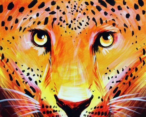 A Orange and Black Leopard paint nite project by Yaymaker