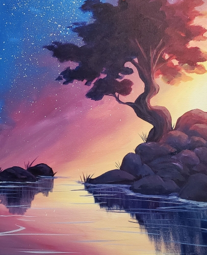 A Brilliant Twilight Sky paint nite project by Yaymaker
