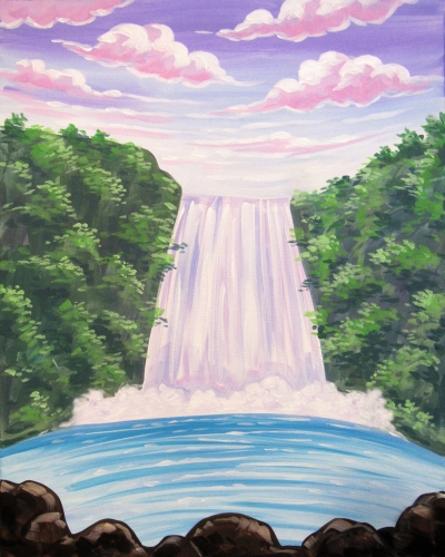 A Serene Waterfall paint nite project by Yaymaker
