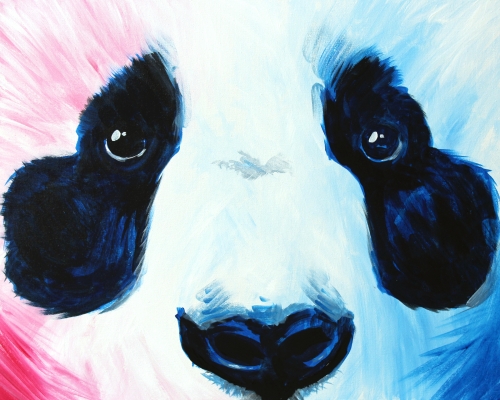 A Blue and Pink Panda paint nite project by Yaymaker
