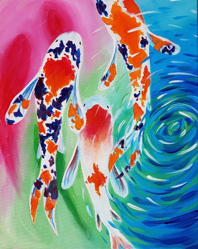 A Koi Trio paint nite project by Yaymaker
