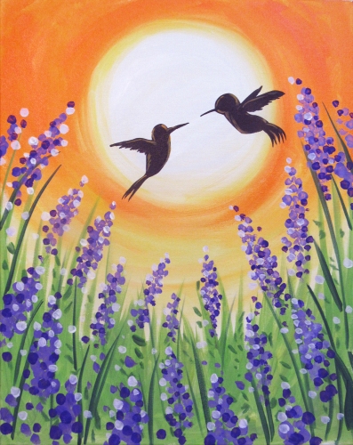 A Hummingbirds over Lavenders paint nite project by Yaymaker