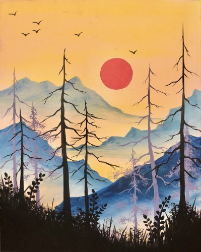 A Blood Moon Mountain paint nite project by Yaymaker