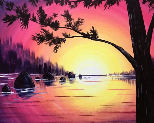 A Lakeside Sunset II paint nite project by Yaymaker