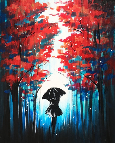 A Red Forest Black Umbrella paint nite project by Yaymaker