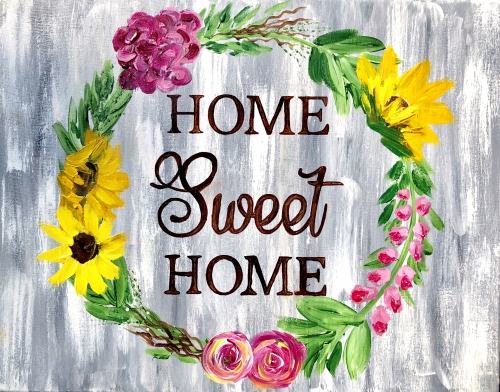 A Home Sweet Home Wreath paint nite project by Yaymaker