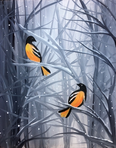 A Orioles In The Snow paint nite project by Yaymaker