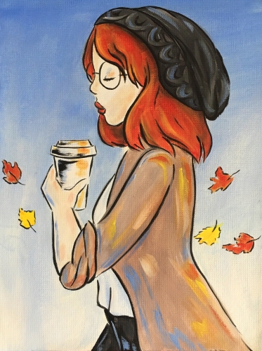 A Fall pumpkin Spice Latte paint nite project by Yaymaker