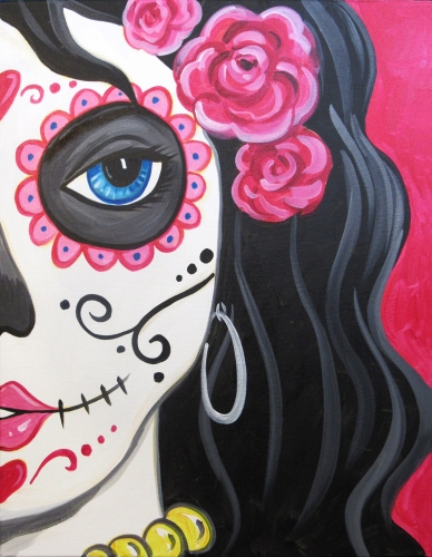 A Sultry Calavera Sugar Skull paint nite project by Yaymaker