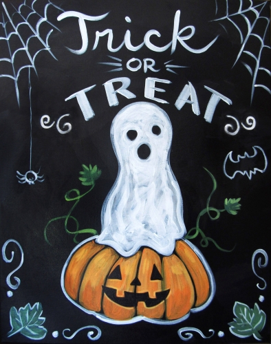 A Trick or Treat Chalkboard Style paint nite project by Yaymaker