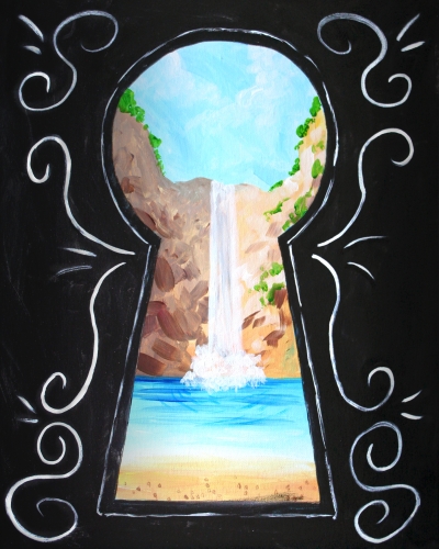 A Theres a Beach Through This Keyhole paint nite project by Yaymaker