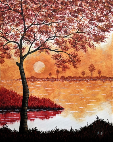 A Morning Autumn Mist paint nite project by Yaymaker
