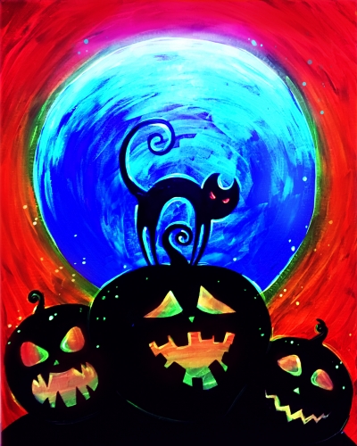 A Special Blacklight Event HALLOWEEN Pumpkins paint nite project by Yaymaker