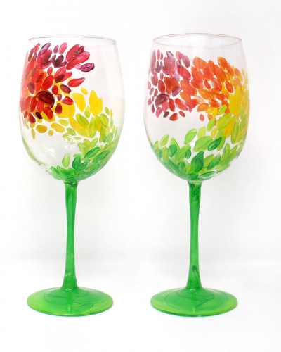 A Swirling Into Fall Wine Glasses paint nite project by Yaymaker