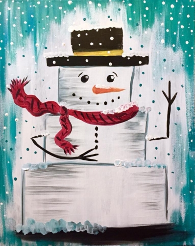 A Block Snowman paint nite project by Yaymaker