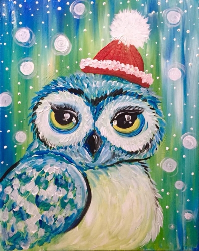 A Cute Holiday Owl paint nite project by Yaymaker