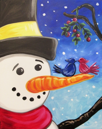 A Snowman Giving a Hand paint nite project by Yaymaker