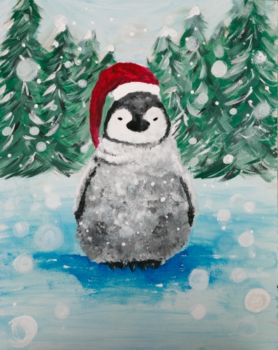 A Snowy Little Penguin paint nite project by Yaymaker