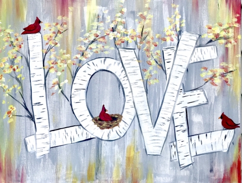 A Cardinals Love Birches paint nite project by Yaymaker