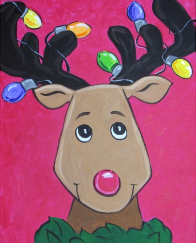 A Lit Up Rudolph paint nite project by Yaymaker