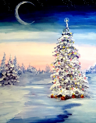 A Christmas in the Snow paint nite project by Yaymaker