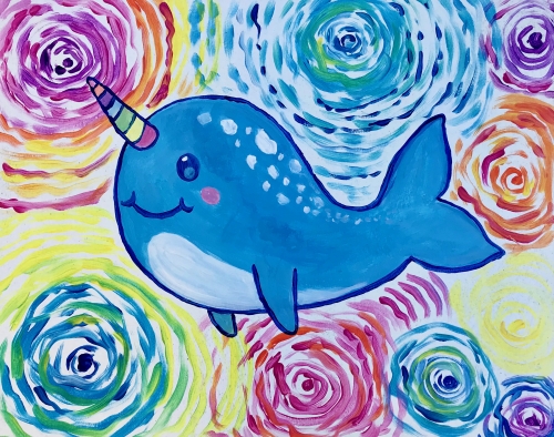 A Starry Rainbow Narwhal paint nite project by Yaymaker