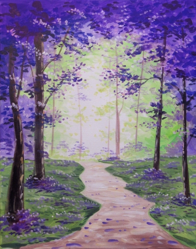 A Year Round Purple Blossom Forest paint nite project by Yaymaker
