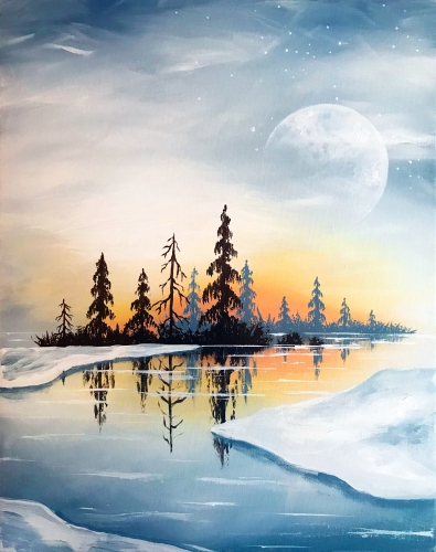 A Crisp Winter Lake paint nite project by Yaymaker