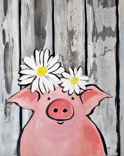 A Lil Barnwood Piggie paint nite project by Yaymaker