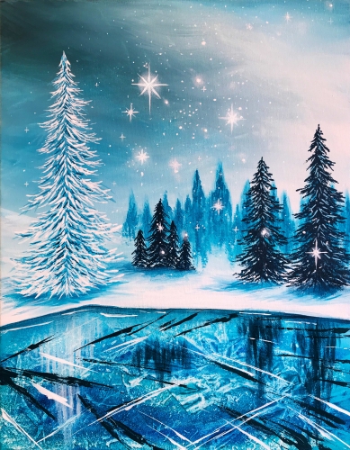 A Frozen Winter Lake II paint nite project by Yaymaker