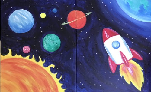 A Space Adventure Partner Painting paint nite project by Yaymaker