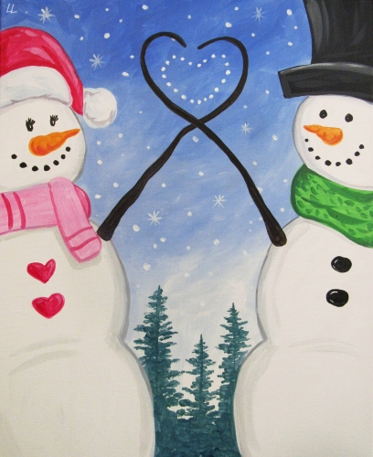 A Winter Holiday Love paint nite project by Yaymaker