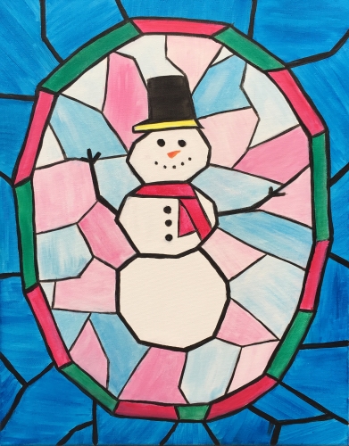 A Stained Glass Snowman paint nite project by Yaymaker
