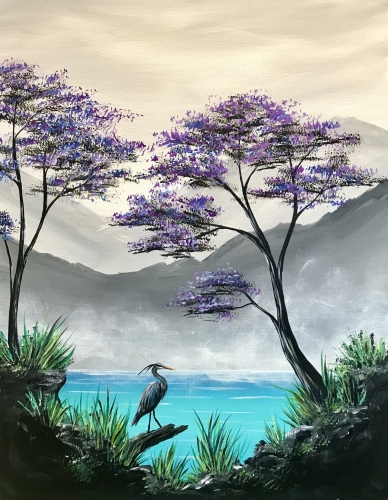 A Misty Mountain Lagoon paint nite project by Yaymaker